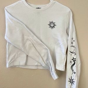 Women's M/L Waffle Texture Long Sleeve Crop Top